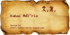 Kabai Mária névjegykártya